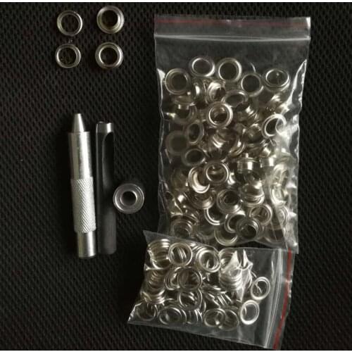 One tool + 100set silver gold 4# Grommet Eyelet for Manual Eyelet Puncher Hand Press Puncher Grommet for Flex Banner 10mm
