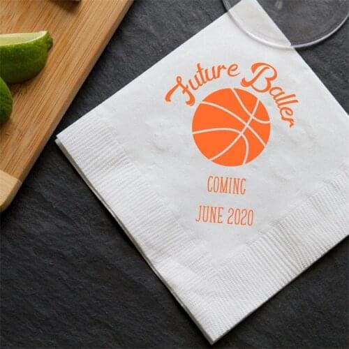 Personalized Napkins Future Baller Baby Basketball Baby Shower - Baby Shower Napkins - Welcome Baby - Foil Stamped Napkins
