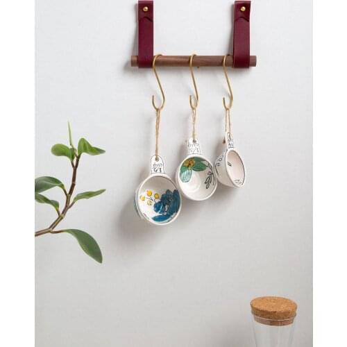 Hanging Storage Kit kitchen pot rack rod hooks for mugs kitchen utensil rail organizer leather & brass towel holder minimalist h
