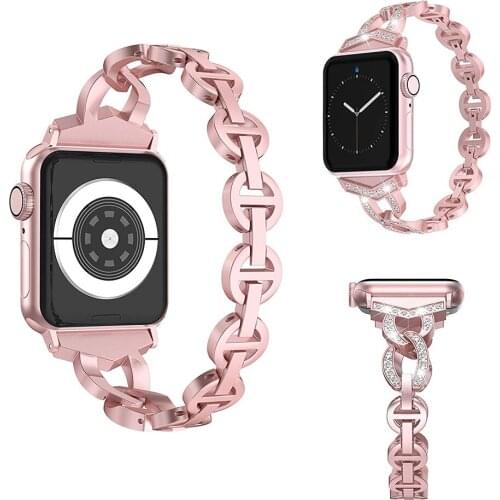 Luxury Stainless Steel Metal Strap for Apple Watch Band 44mm 42mm 40mm 38mm Diamond Strap for iWatch 5 4 3 2 1 Watch Accessories