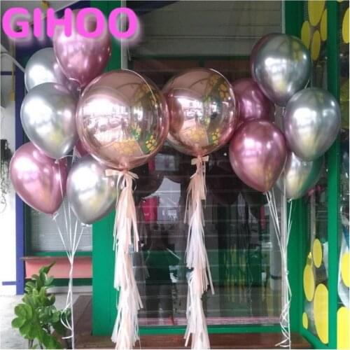 20PCS 10inch Rose Gold Dark Green 4D Round Balloons Pink Silver Metal Latex Balloons Birthday Party Wedding Decorations Toys