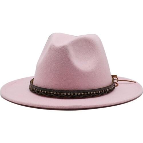 Winter Womens Hat Fedora Spring Wide Brim Hats Boater summer big hat Fashion Church Womens Imitation Wool Mens Felt Hat floppy