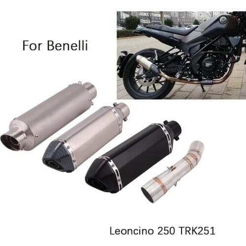 For Benelli Leoncino 250 TRK251 Motorcycle Exhaust Pipe Mid Link Pipe Slip On 51mm Mufflers Escape Reserve Original Catalyst