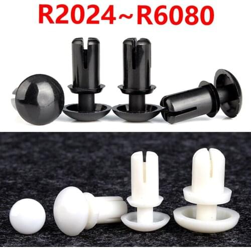 Black White Nylon Plastic R-Type Expansion Rivet Clamp Nut,PC Board Fixing Buckle Expansion Buckle Screw 2/2,7/3,1/3,6/4,1/5 1mm