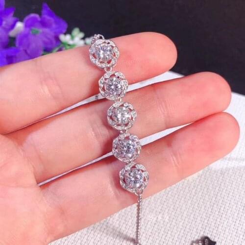 Total 2.5ct Moissanite Classic Flower Bud Bracelet S925 Silver D Color Vvs1 Moissanite Bracelets for Women Fine Jewelry