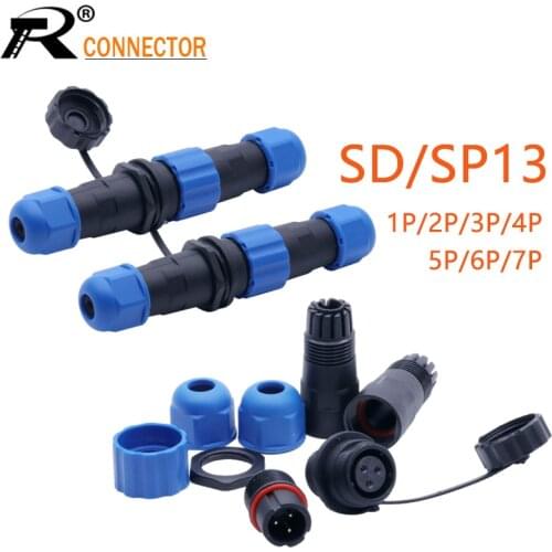 1set Waterproof Aviation Connector SP13/SD13 IP68 cable connector plug & socket Male and Female 1 2 3 4 5 6 7 Pin