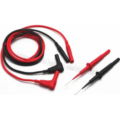 1m/3ft/39in 4mm banana Test Lead Silicone Shrouded Right Angle Insulated+ Sharp and hard stainless steel needle Multimeter jack