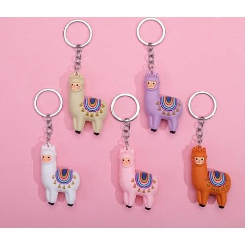 1PC Creative Cartoon Alpaca Keychain Llama Key Chain Women Bag Pendant Accessories Cute Epoxy Alpaca Keychains Trinket Gifts