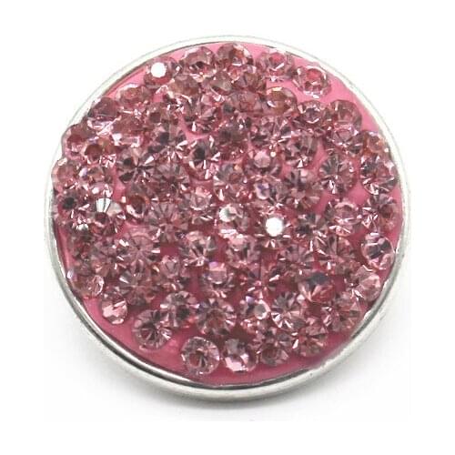 10pcs/lot 18mm Pink Full Rhinestones Crystal Snap Button With Copper Buttons For Snap Bracelets & Bangles DIY Jewelry Making