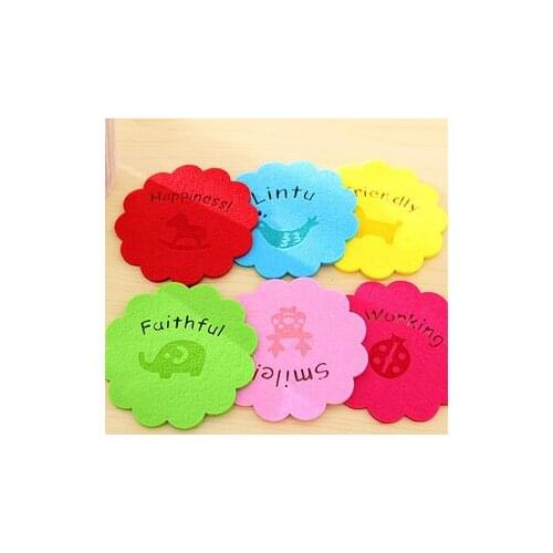 12 pieces/lot) Cartoon multicolour coasters high temperature resistant non-woven bowl cup pad placemat heat insulation mat