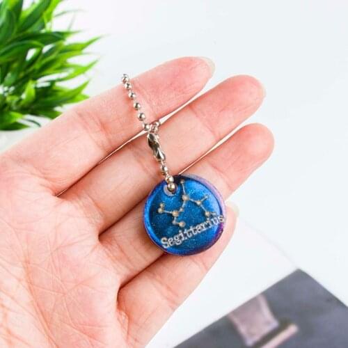 12 Constellations Discs Pendant Epoxy Resin Silicone Mold Jewelry Making Tools