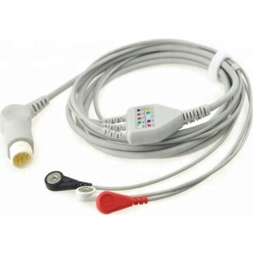 2017 Compatible for Philips/HP 12Pin MP20/30/VM6 Patient Monitor ECG Cable One Piece 3 Leadwire, Monitor Cable Snap End AHA .TPU