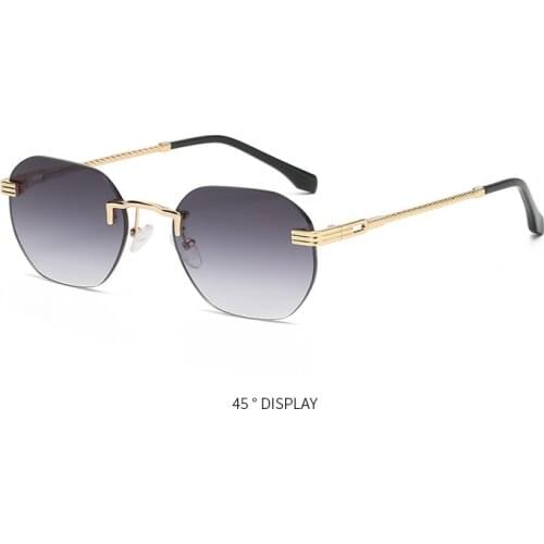 2021 UV400 Fashion Brown Gradient Sunglasses Women Ocean Water Cut Trimming Lenses Metal Curved Mirror Legs Women Sunglasses