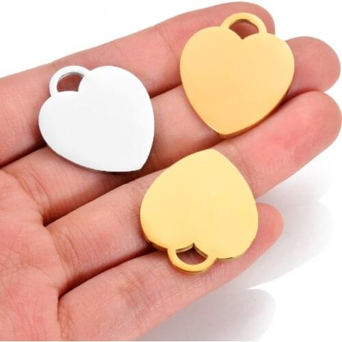 3pcs Stainless Steel 23X27mm Heart Dog Tags Charms Stamping Blank Pendant DIY Jewelry For Pendant Necklace Making Findings
