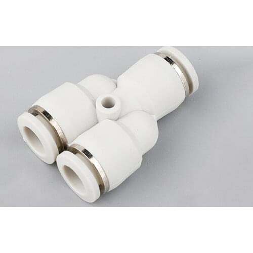 White Cap Fit 4/6/8/10/12/16mm OD Tube Y-Shaped 3 Way Spliter Pneumatic Push In Connector Quick Release Air Fitting