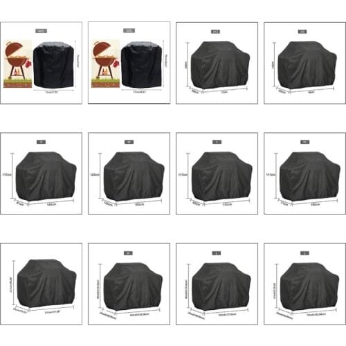 BBQ Cover Outdoor Dust Waterproof Weber Heavy Duty Grill Cover Rain Protective Outdoor Barbecue Cover Round Bbq Grill Black