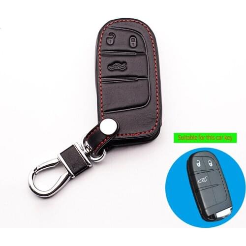 Genuine Leather Case Remote Key Car Keychain Key Cover for Fiat for Jeep 3Buttons Smart Key L228 Protective Case Car Style shell