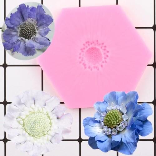 Scabiosa Flower Stamen Silicone Mold Fondant Mould Cake Decorating Tools Chocolate Gumpaste Mold Sugarcraft Candy Clay Moulds