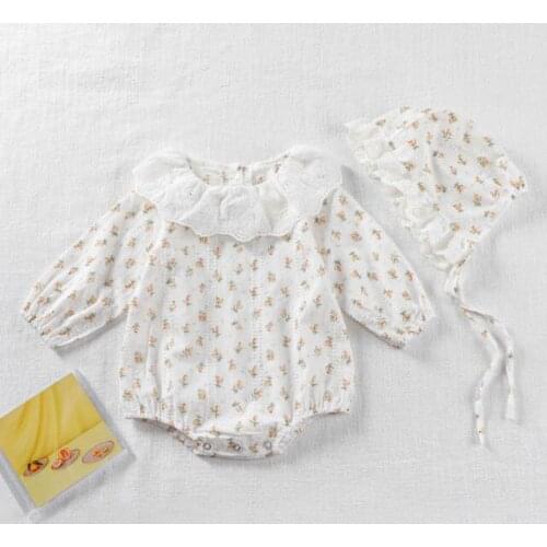 2020 Spring Autumn Infant Baby Rompers Baby Girls Flower Long Sleeve Lace Collar Clothes Rompers Baby Girls Rompers