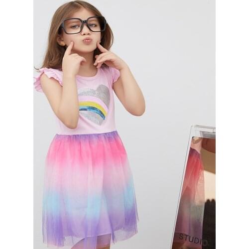Jumping Meters Summer Girls Cotton Dresses Kids Vestidos Party Hearts Birthday Baby Clothing Princess Dress Wedding Toddler