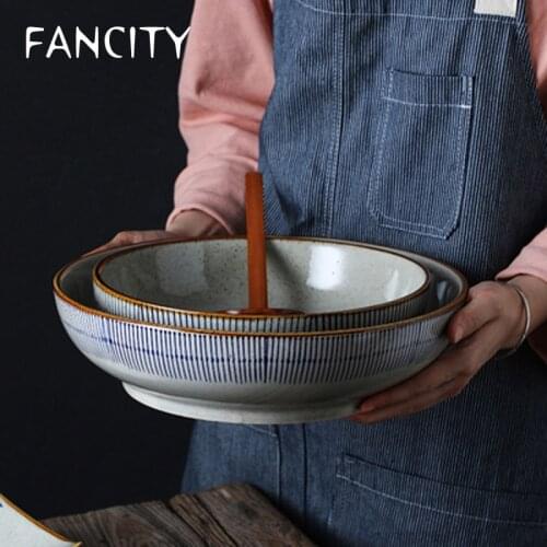 FANCITY Household Personalized Soup Bowl Large Commercial Noodle Bowl Japanese Ceramic Ramen Bowl Creative Large Bowl Restaurant