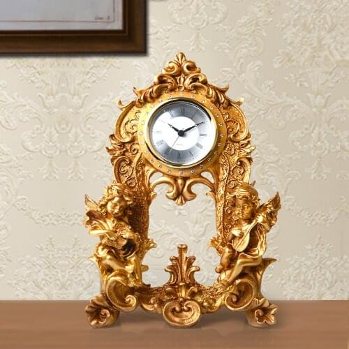 European Retro Angel Clock Decoration Home Decor Creative Living Room TV Cabinet Display Study Handicrafts Golden sculpture gift