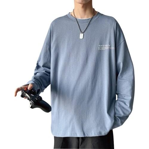 Mens Cotton Fashion T-shirt Full Sleeve Male Oversized Tee Shirts Mens Summer Tshirts 5XL Casual T Shirt Tee For Man Streetwear