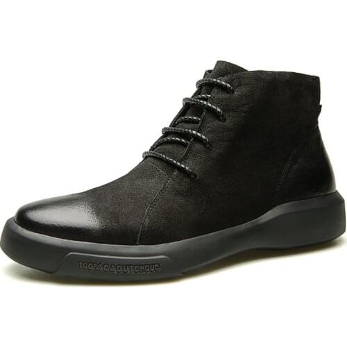 Cowhide Retro Mens Boots Autumn Mens Fashion Casual Chelsea Boots Ankle Strap Boots Outdoor Boots