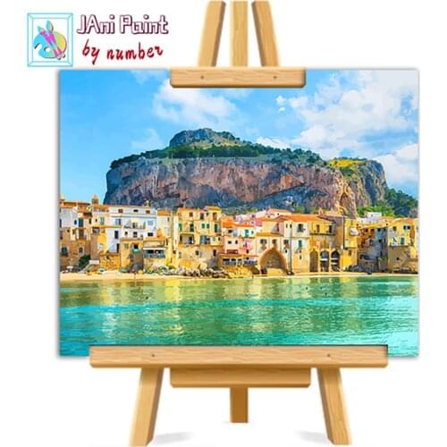 Cefalu Palermo Sicily Italy Picture DIY Painting By Numbers Colouring Zero Basis HandPainted Oil Painting Unique Gift Home Decor