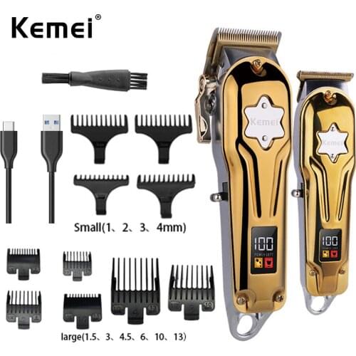 Kemei Hair Clippers for Men Cordless Close Cutting T-Blade Hair Trimmer Kit Professional Hair Cutting Machine Combo for Barbers