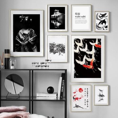 Japan Style Kyoto Kimono Woman Ink Warrior Wall Art Canvas Painting Posters And Prints Living Room Decor Nordic Style Decoration