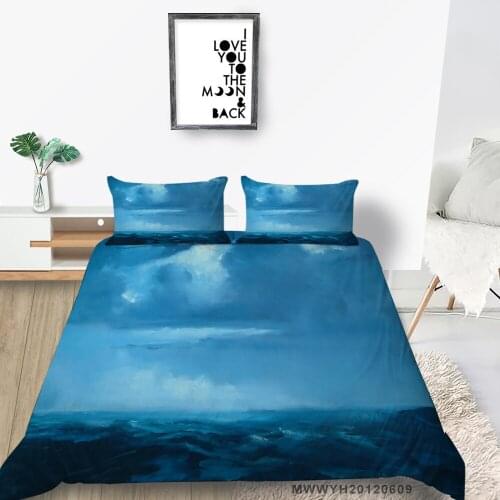 Calm Sea Bedding Set Wave Print Fashion Simple Duvet Cover Queen King Single Double Twin Full High End Bed Set New Design