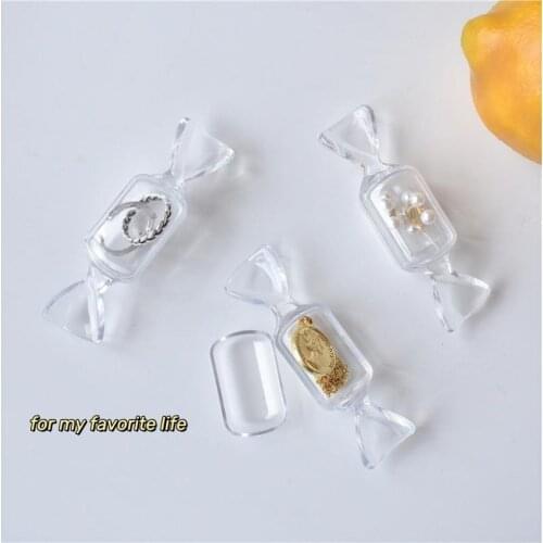 Jewelry Storage Heart Candy Storage Box Cute Transparent Mini Portable Ring Trinket Jewelry Earring Storage Box Closet Organizer