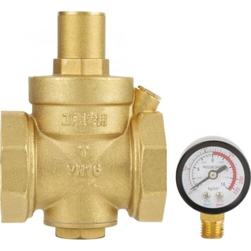 BSP DN50 Brass Water Pressure Reducing Valve with Adjustable Gauge Flow Brass Pressure Regulator