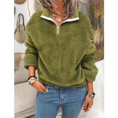 Fashion Warm Plus Fleece Sweater Womens Autumn / Winter 2021 New Plush Sweater Double-sided Fleece Jacket Top