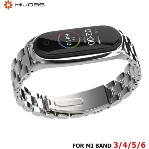 Strap For Xiaomi Mi Band 5 4 3 6 Stainless Metal Opaska Correa Mi Bend 4 Miband 5 Wristbands Bracelet Global Version NFC