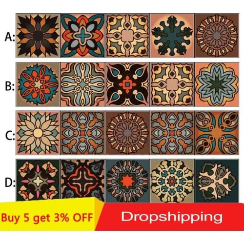 Neoclassical Arabic Style Tile Sticker Postmodernism Home Furniture Decoration Wallpapers Waterproof Oil Proof Kitchen Mural