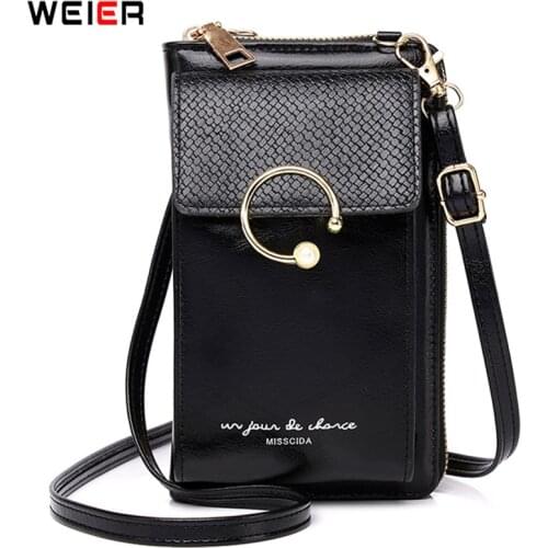 2021 New Fashion Trend Small Womens Crossbody Phone Bag Pu Leather Female Shoulder Handbag Crocodile Pattern Zipper Solid Purse
