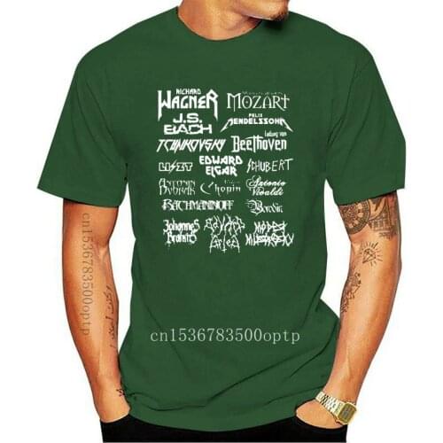 New Heavy Metal Classical Composers Tee Shirt Men Mozart Beethoven Chopin Bach Mendelssohn Casual Tees Cotton Clothes T Shirt