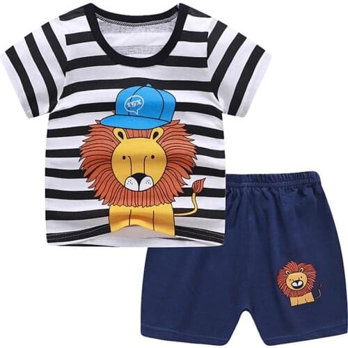 Newborn clothing sets summer baby clothes for boys & girls cotton Lion print baby sets 0-2Y baby child clothes Set 2PCS