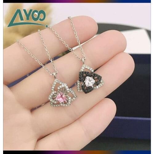 SWA Fashion Jewelry Original 1:1 Charming LINDA Fashion Orchid Elegant and Fashion Flower Necklace Romantic Gift For Women