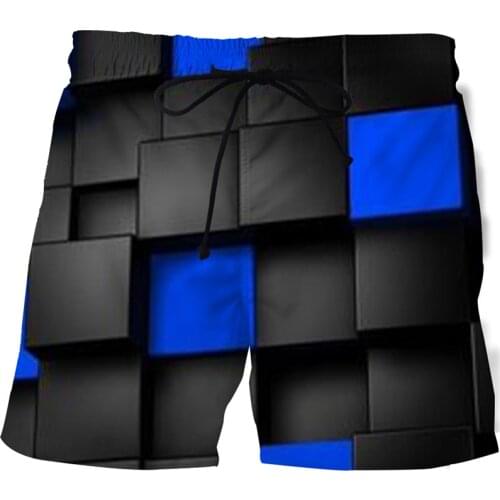 New Summer 3D Mens Shorts Geometric Pattern Swimming Trunks Mens Fun Sports Leisure Beach Pants Fashion Hot Mens Swimsuit Pan