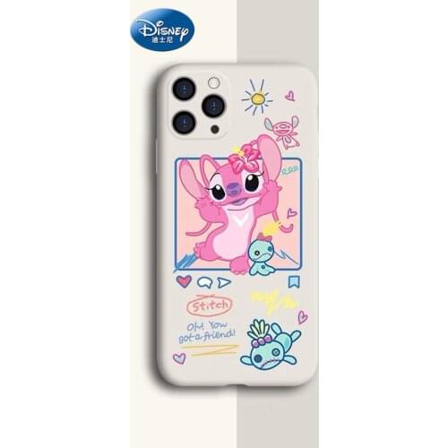 DISNEY 2021 Stitch Silicone Case for IPhone 11 12Pro Xs Max iPhone SE 2020 6 7 8 Plus Official Liquid Silicon 360 Full Cover