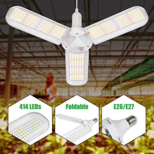 E27 LED Grow Light 150W Full Spectrum Foldable 3-leaf Light for Indoor Outdoor Greenhouse Plant Flower Hydroponic