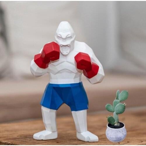 Modern Resin Boxing King Kong Gorilla Ornaments Home Livingroom Desktop Figurines Decoration Gymnasium Office Sculpture Crafts