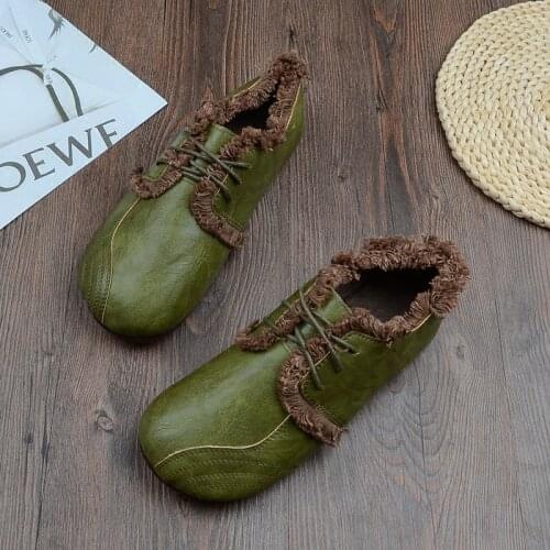 Tassel Lace-Up Mori Retro Low Help Doll Shoes Students Casual Single Shoes Handmade Comfort Womens Shoes National Style Flats