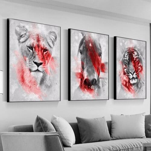 Yikela Black White Lion Tiger Diamond Painting Cross Stitch Blood Animal Horse Diamond Embroidery Mosaic Living Room Decor