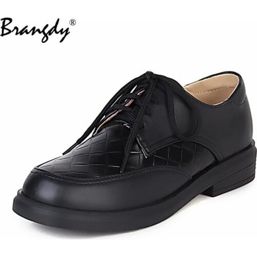 Brangdy New Plus Size 34-42 Thick Heel High Heels Oxford Shoes For Women Fashion Vintage British Style Lace Up Women Pumps Shoes