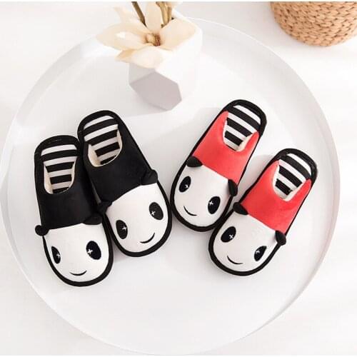 Winter Warm Cotton Plush Slippers Men Women Thick-soled Home Indoor Slides Kids Cute Cartoon Panda Slippers Parent-child Shoes