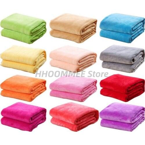 Random Color 1PCS Bed Blanket Fleece Blankets For Bed Throw Blanket Machine Washable Home Textile Solid 50cm * 70cm